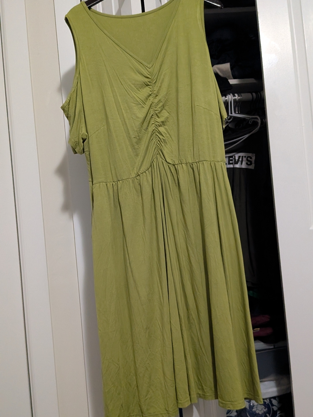 Light Green Cold Shoulder Gathered-Front Women’s Dress